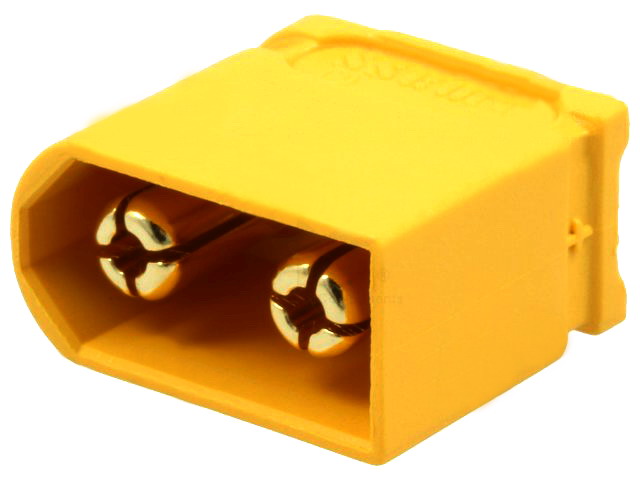 Mufa alimentare DC, 30A, 500V, tata, 2 PINI, pe cablu, contacte aurite, XT60U-M, AMASS