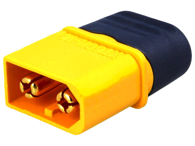 Mufa alimentare DC, 30A, 500V, tata, 2 pini, pe cablu, 4mm2, contacte aurite, XT60H-M, AMASS