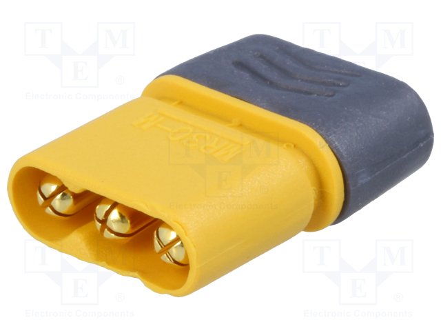 Mufa alimentare DC; 30A, 500V, tata; 3 PINI; pe cablu; contacte aurite, MR30-M