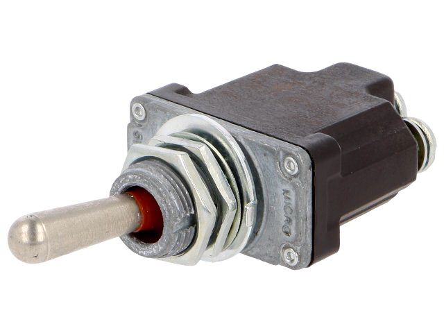 Intrerupator basculant, ON-ON, 20A/28V, 2 pini, SPDT, IP67, orificiu montare Ø12.4mm, 1NT1-3, Honeywell