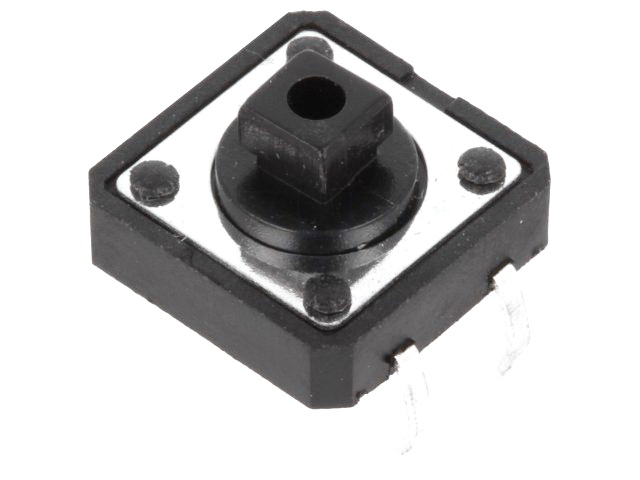 Microtach, push buton, 12x12mm, negru, SPST-NO, TACTS-24K-F