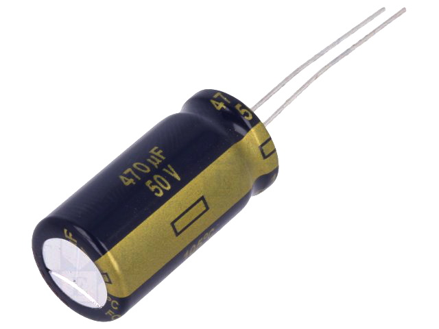 470uF/50V, condensator, Low Esr, 12.5x25mm, 5000h, PANASONIC