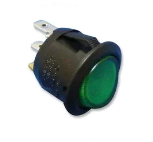 Intrerupator basculant, OFF-ON, 6A, 20A/12V, 3 pini, SPST, orificiu montare Ø20.2mm, R13-112B-02-BG-0A