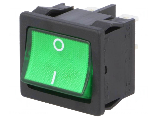 Comutator basculant, OFF-ON, 12A, 4 pini, DPST, orificiu montare 21.9x19.8mm, 1805.7118, MARQUARDT