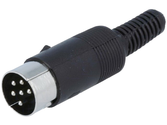 Mufa 6 pini, DIN, tata, cablu, DC-004
