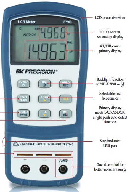 Punte RLC, ESR metru, condensatori, inductante, rezistente, BK879B, B&K Precision