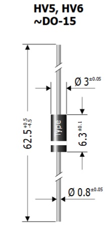 HV6, dioda rapida, inalta tensiune, 6kV, 0.2A, DIOTEC