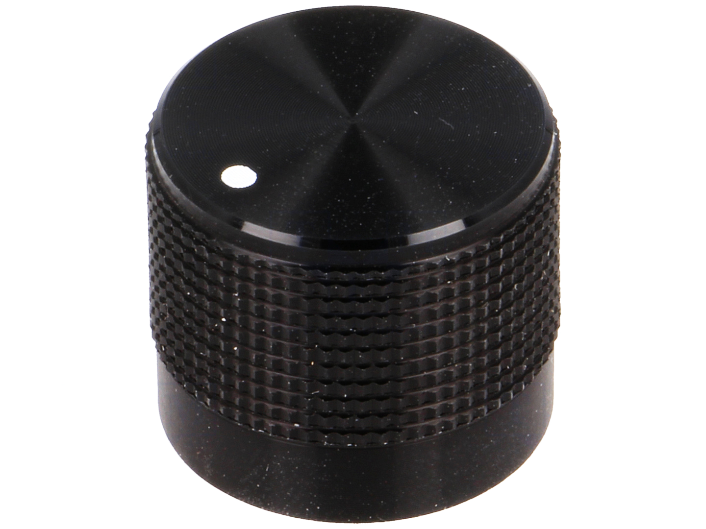 Buton negru, 20mm, aluminiu, indicator alb,ax  6mm, KM20BD, Cliff
