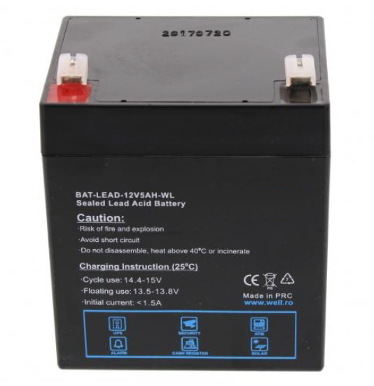 Acumulator 12V, 5A, Plumb, papuc 4.8mm, BAT-LEAD-12V5AH