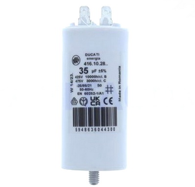 Condensator 35uF, pornire motor, papuc, surub, 425VAC, 416.102.864, DUCATI ENERGIA