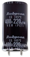220uF/450V, condensator electrolitic, 105°C, 25x35mm, RUBYCON