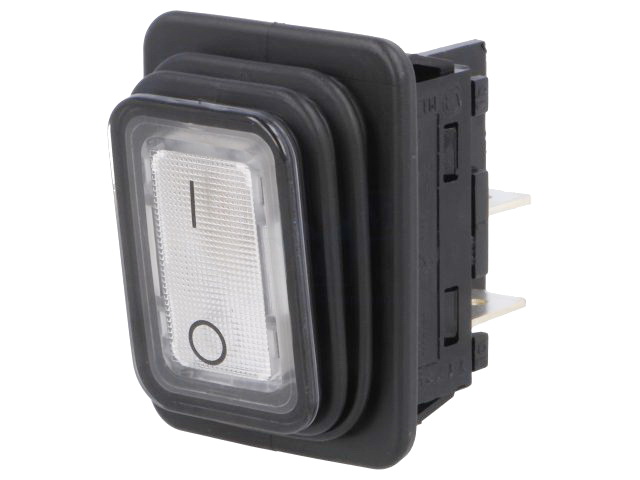 Comutator basculant, OFF-ON, 20A, IP65, 4 pini, DPST, orificiu montare 30.2x22mm, 1935.3113, MARQUARDT
