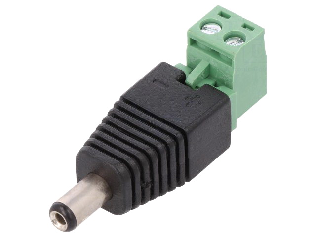 Adaptor mufa DC tata; adaptor, 5.5x2.1mm, borna cu surub, PC2.1-M-TBR