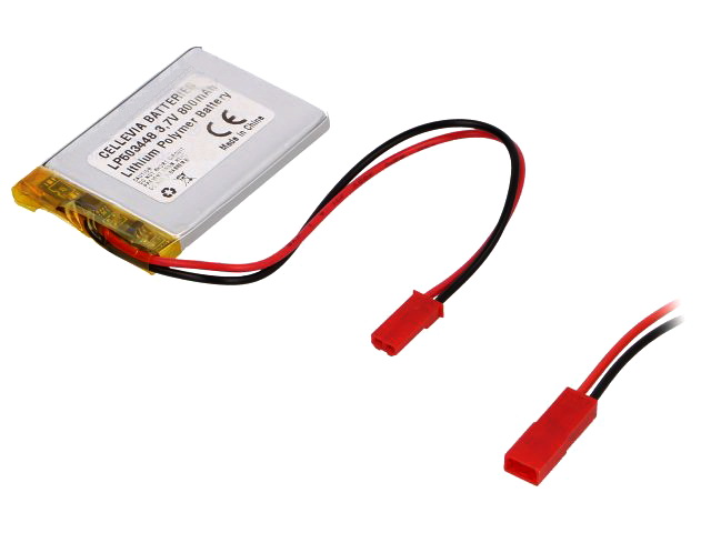 Acumulator 3.7V, Li-Po; 800mAh; 5x34x48mm; ACCU-LP503448/CL