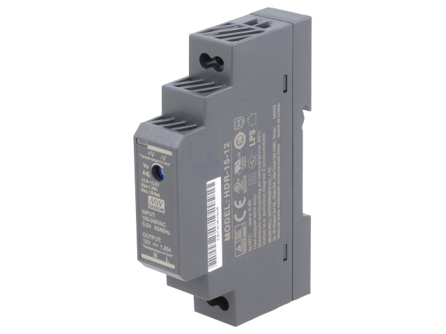 Sursa 12VDC, 1.25A, SINA, AC-DC, HDR-15-12, MEAN WELL