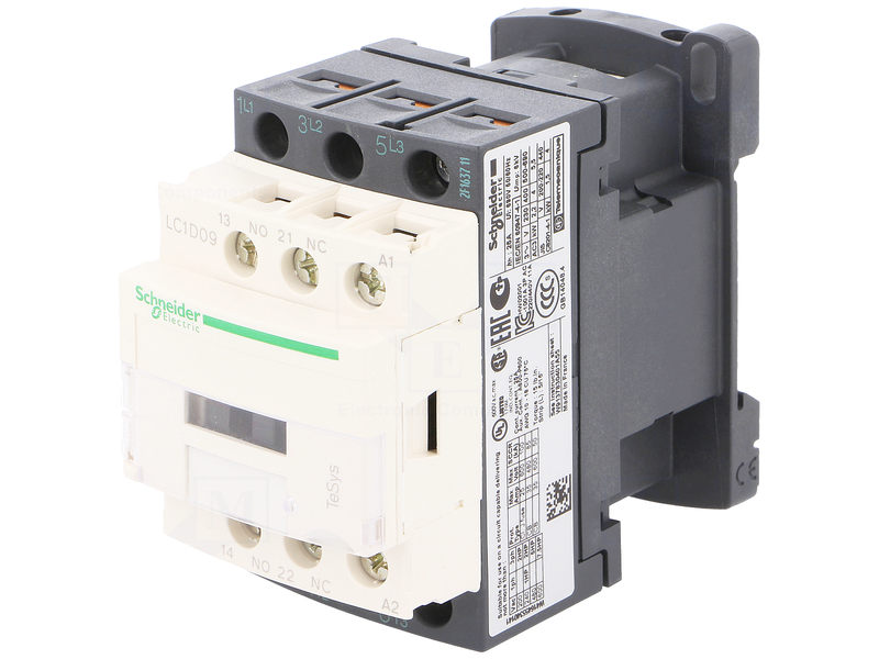 Contactor, 9A, 24VAC, 3xNO, DIN, auxiliare NO+NC, LC1D09B7, SCHNEIDER ELECTRIC