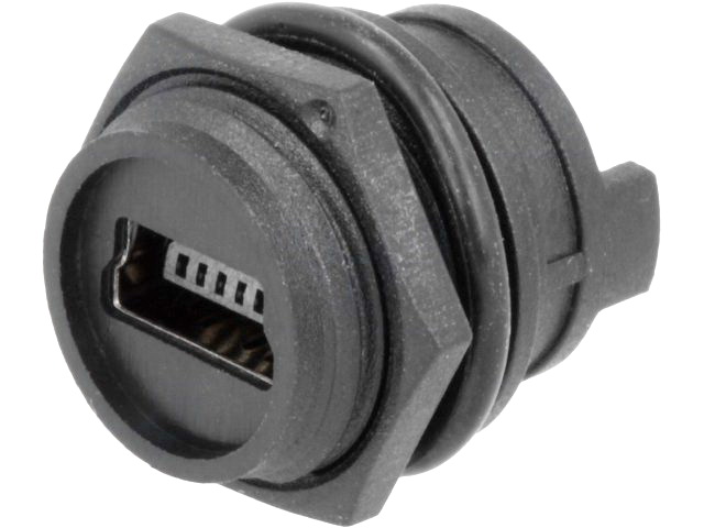 Conector MINI USB, TIP B, soclu, 5 pini, panou, IP67, 690-W05-260-044