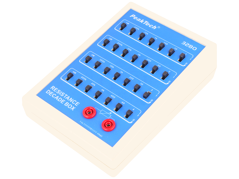 Cutie rezistente, decadica, laborator, 1 .. 11111110Ω, 7 intervale, setare cu slide, didactic, P3280, PEAKTECH