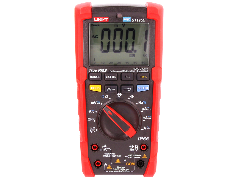 Multimetru digital, profesional, LCD, 6000, bargraf, IP65, UT195E, UNI-T