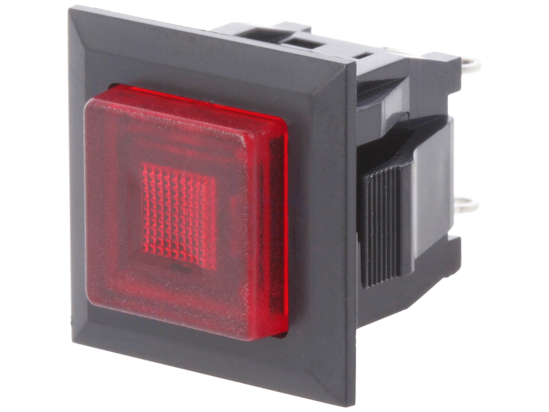 Push buton, bistabil, patrat, 3A, OFF-ON, SPST-NO, rosu, orificiu montare 16x14mm, DS-664K-S-L-S-K, MIYAMA