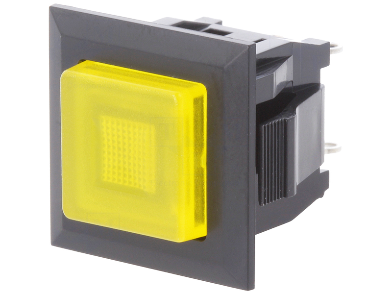 Push-buton, bistabil, patrat, 3A, OFF-ON, SPST-NO, galben, orificiu montare 16x14mm, DS-664K-S-L-S-K-TY, MIYAMA