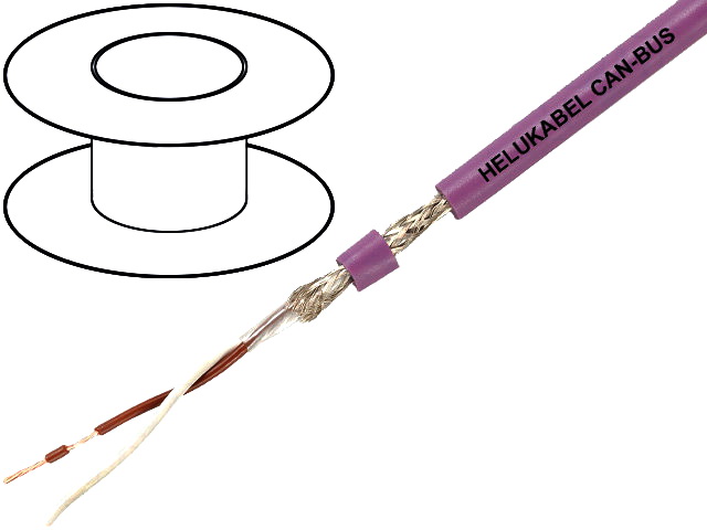 Cablu; CAN bus; 1x2x0,22mm2; litat; Cu; PVC; violet, profesional, ecranat, 81286, HELUKABEL