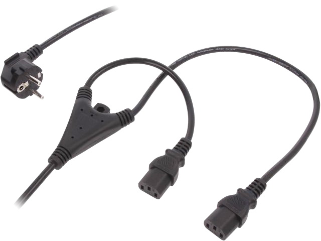 Cablu alimentare PC, 1plug stecher, 2 socket, 1.7m, AK-440402-017-S