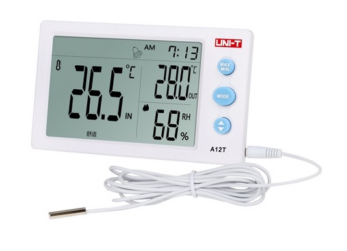 Termometru, Higrometru, -10/50C, 10-99%rH, Clock, senzor extern, A12-T, UNIT