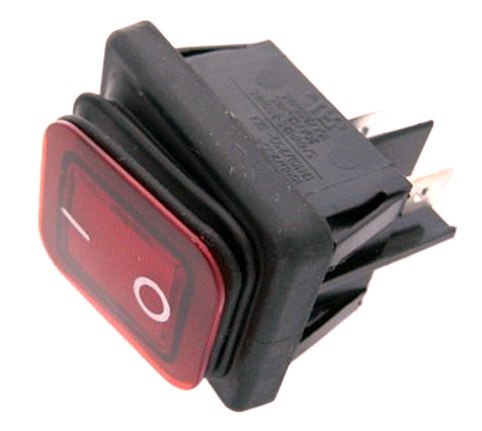 Comutator basculant, 16A, 2xON-OFF, rosu, IP65, 4 pini, DPST, orificiu montare 22x30mm, B448MASK-RT