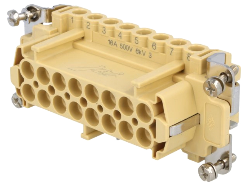 Conector 16 pini, 16A, mama, dreptunghiular, 500V, DIM 77.27, JNEF16, ILME