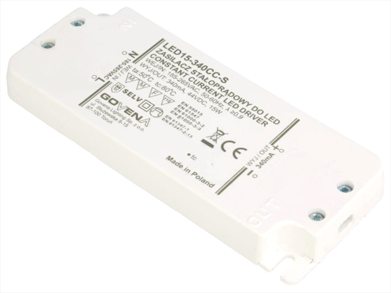 Sursa alimentare leduri, 15W, 10-44VDC, 0.34A, Z-LED-15W-340CC-SLIM, GOVENA