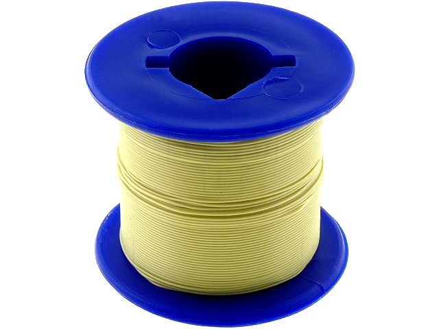 Conductor izolatie teflon, argintat; 0.61mm, fir wrap, OFC; 30AWG; galben, 200C, KYNAR-YL