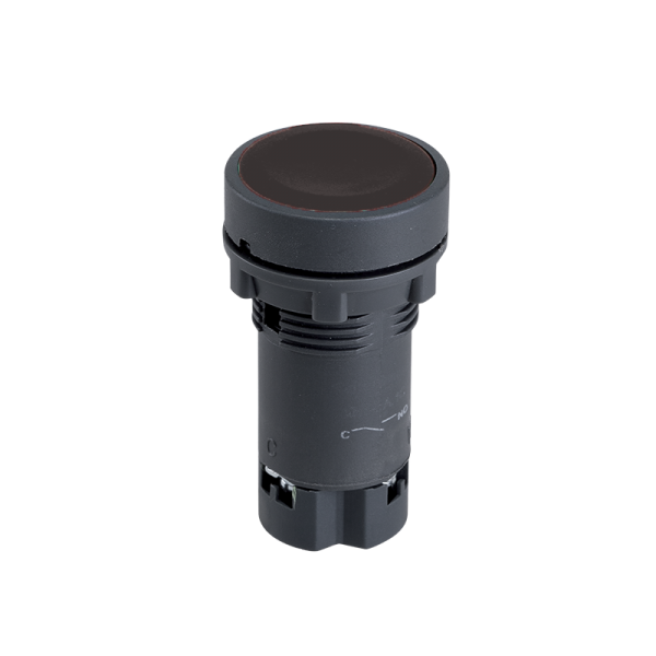 Buton panou, push, negru, monostabil, cu revenire, NC, NO, 6A, 400V,  EL-EA25-M22