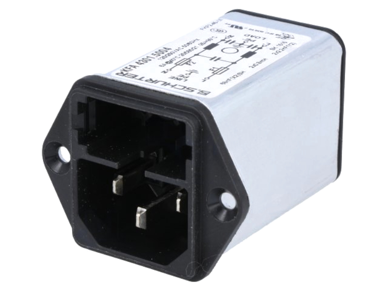 Soclu tata, 6A, IEC60320, C14, filtru, 2xSiguranta, montare panou, 4301.5004, SCHURTER