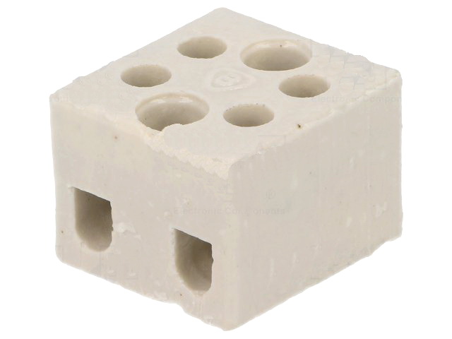 Regleta de conexiuni, ceramica, 24A, 500V, 2pini, 2.5mm2, SI-ZPA2-2.5A