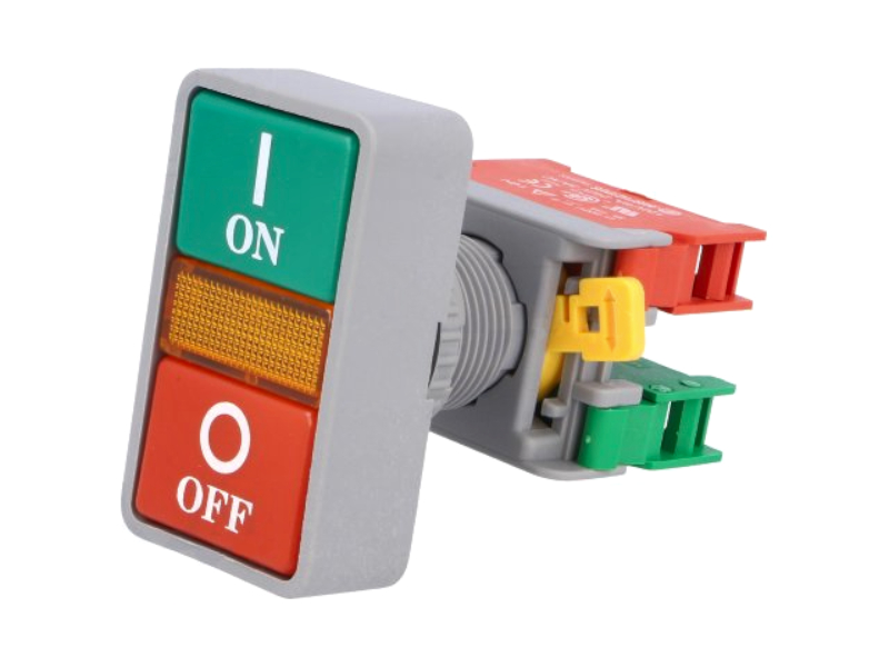 Comutator, rosu, verde, orificiu montare Ø22.5mm, NO, NC, 3A, DPB-22-1O/C, AUSPICIOUS