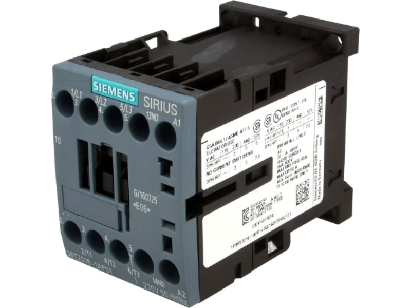 Contactor 9A, 230VAC, 3xNO, NO auxiliar, 3RT2016-1AP01, SIEMENS