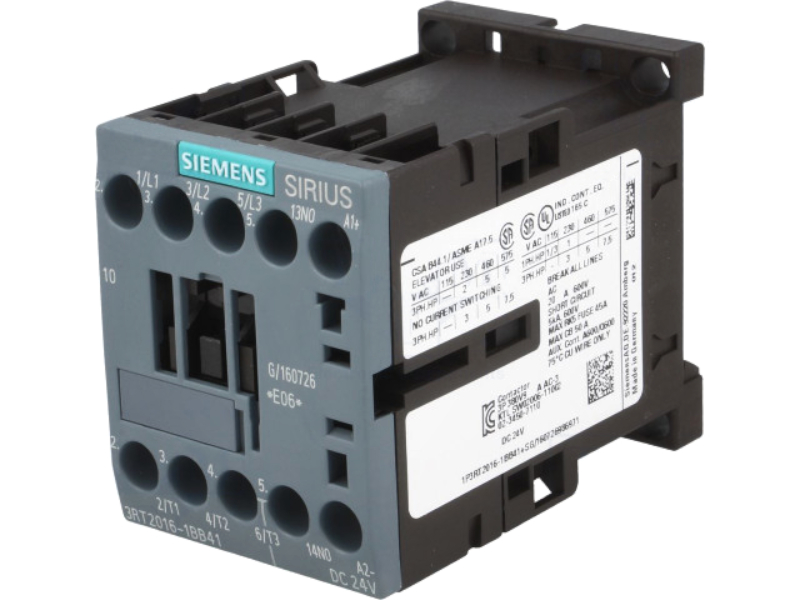 Contactor 9A, 24VDC, 3xNO, NO auxiliar, 3RT2016-1BB41, SIEMENS