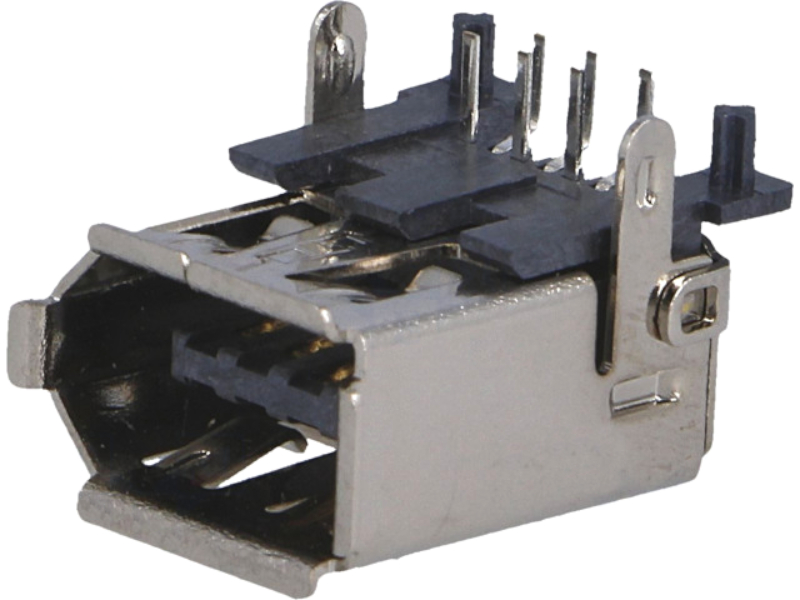 Conector IEEE1394, 6 pini, soclu, THT, in unghi, DS1101-WNC, CONNFLY