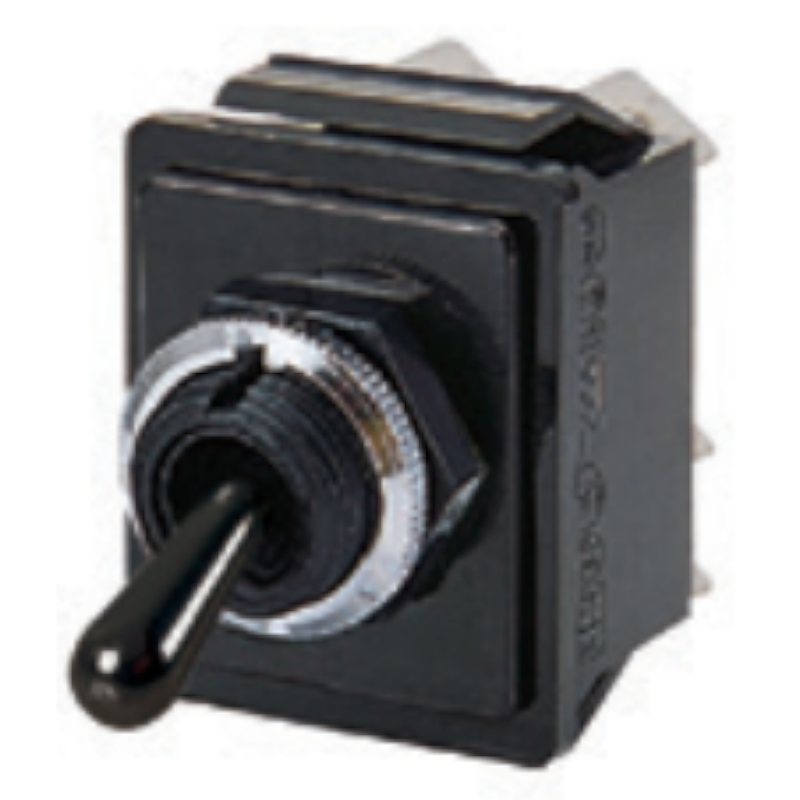 Intrerupator basculant bipolar, ON-OFF, 16A, 28A/28V, 6 pini, DPST, orificiu montare Ø12.7mm, C1760HOAADV, BULGIN