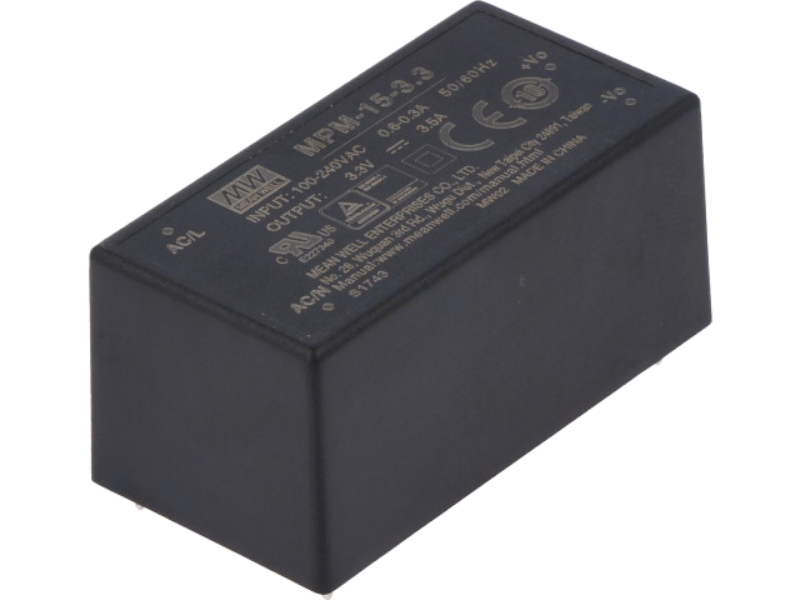 Sursa tensiune medicala 3.3VDC, 3.5A, 11.6W, AC, 52.4x27.2x24mm, MPM-15-3.3, MEAN WELL