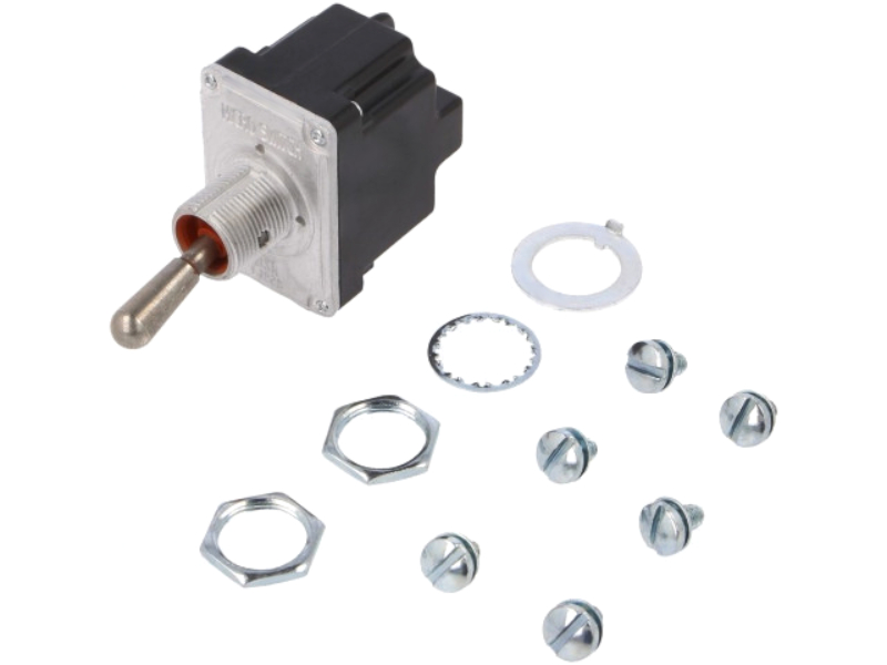 Intrerupator basculant, (ON)-OFF, 6A/230V, 18A/28V, 6 pini, DPDT, orificiu montare Ø12.4mm, 2TL1-8