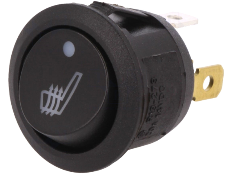 Intrerupator basculant, OFF-ON, 20A, 14VDC, 4 pini, SPST, orificiu montare Ø20.2mm, R13-273AL-02-BBYR