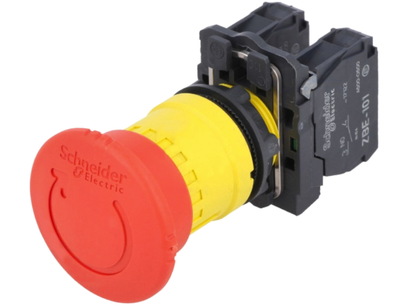 Intrerupator de siguranta, rosu, NC+NO, revenire prin rotire, orificiu montare Ø22mm, XB5AS8445