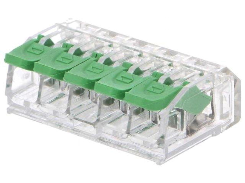 Conector terminal, cu maneta, pas 5.6mm, 20A, 300V, 1x5pini, 24..12AWG, DG221-5.6-05P-17