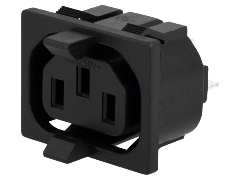Soclu mama, IEC60320, C13(F), montare panou, 10A, conectori 4.8mm, IEC-D-1