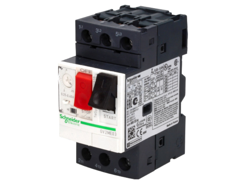 Releu termic, protectie motor, 0.25-0.4A, 0.09kW, 230-690VAC, DIN, GV2ME03, SCHNEIDER ELECTRIC