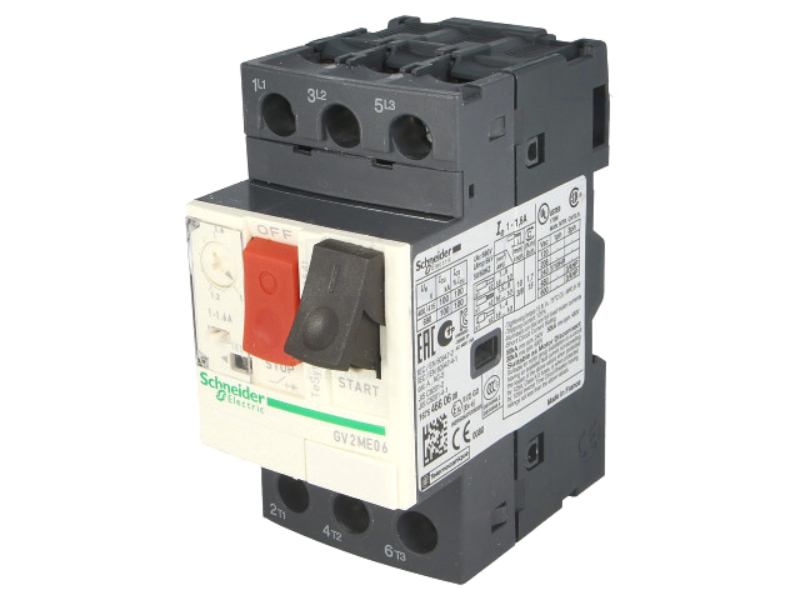 Releu termic, protectie motor, 1-1.6A, 0.37/0.55kW, 230-690VAC, DIN, GV2ME06, SCHNEIDER ELECTRIC