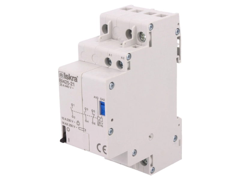 Releu bistabil, 230VAC, NC+NOx2, 25A, AC1, BI425-21/230VAC, ISKRA