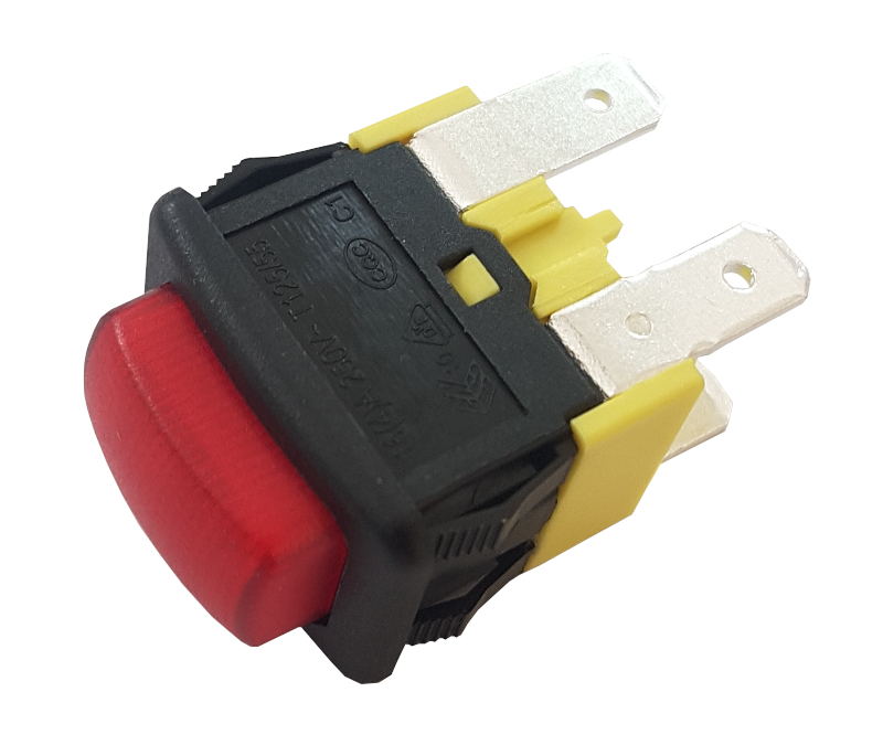 Push buton, DPST, ON-OFF, 16A, 4 pini, rosu, neiluminat, MCPS-5-210-PNBR-SC(B0RE)